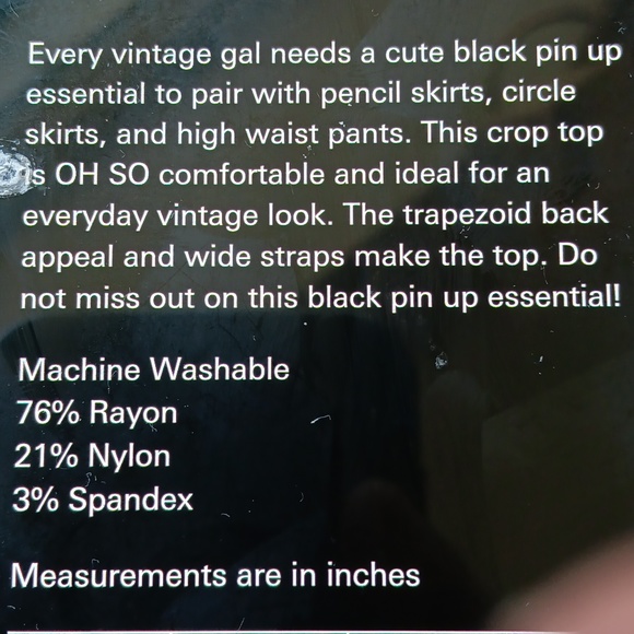 ❤️🖤Hemet Black Pinup Top stetchy comfortable - Picture 5 of 7